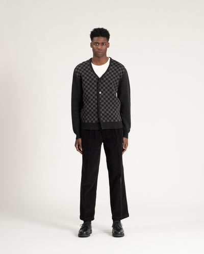 Check Merino Cardigan CHARCOAL