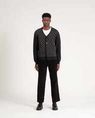 Check Merino Cardigan CHARCOAL