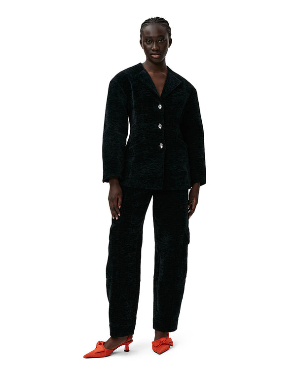 Chenille Fitted Blazer BLACK
