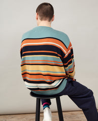 English Difference Stripe Crew Green Multi Stripe