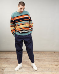 English Difference Stripe Crew Green Multi Stripe