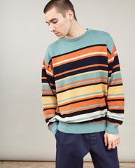 English Difference Stripe Crew Green Multi Stripe