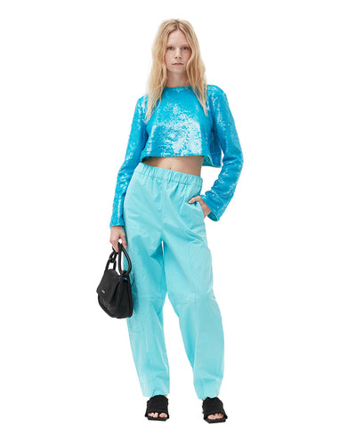 Canvas Elasticated Curve Pant Blue Curacao