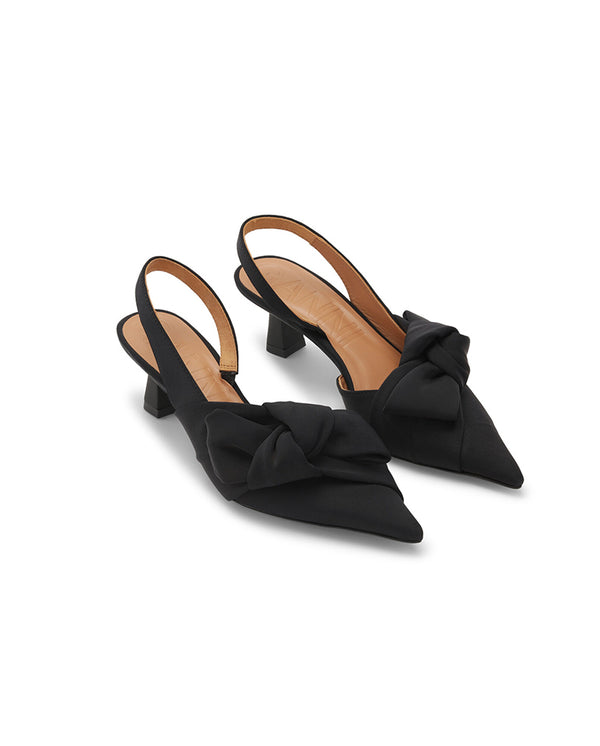 Soft Bow Kitten Heel BLACK